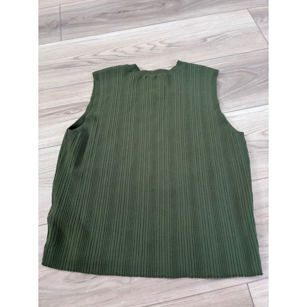 Rachel Zoe Olive Green Ribbed Knit 2 Piece Set Crop Top Maxi Skirt Side Slit L - Picture 6 of 6